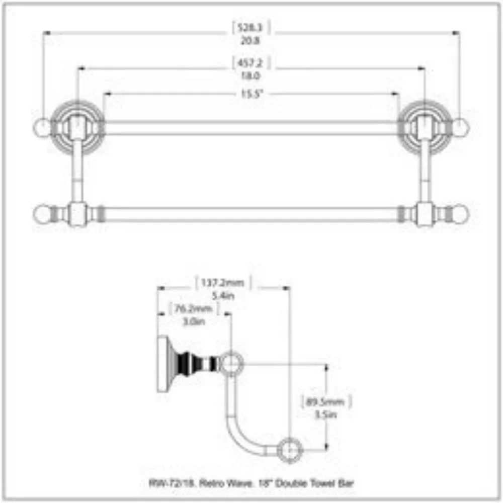 NEW Allied Brass RW-72/30-MBL Retro Wave Collection 30 Inch Double Towel Bar